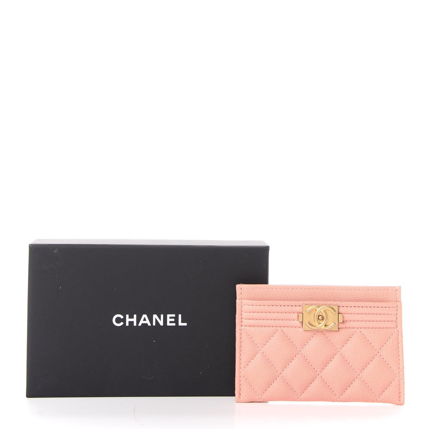 Caviar Quilted Boy Card Holder Light Pink