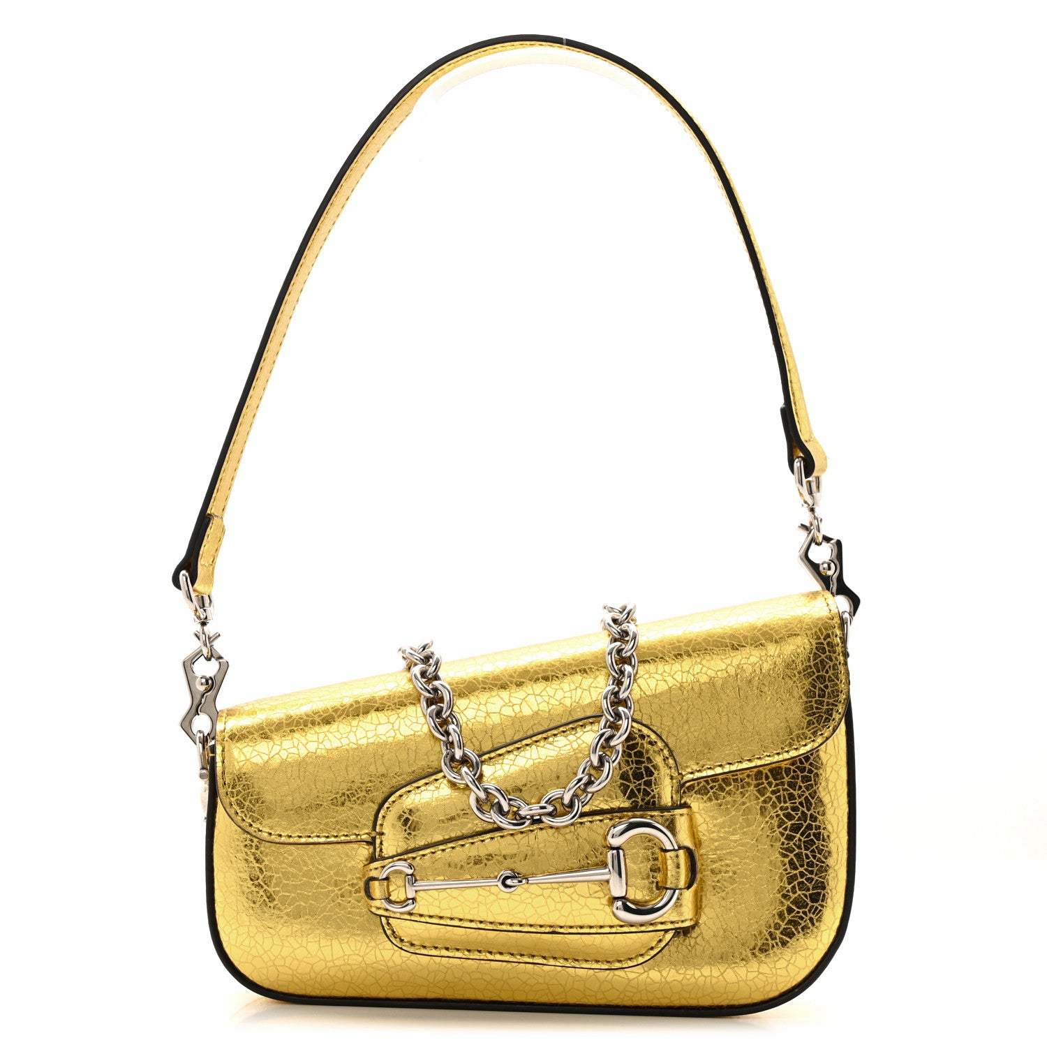 Gucci Metallic Demetra Mini Horsebit 1955 Asymmetric Shoulder Bag Gold 1 of 10