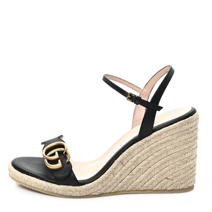 Gucci Galassia Aitana Espadrille 10/95mm Wedge Sandals 38 Black 1 of 11