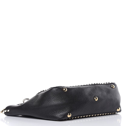Valentino Garavani Alce Printed Calfskin Medium Rockstud Tote Black 4 of 10