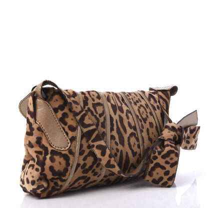 Valentino Garavani Calf Hair Leopard Print Bow Shoulder Bag Brown 3 of 9
