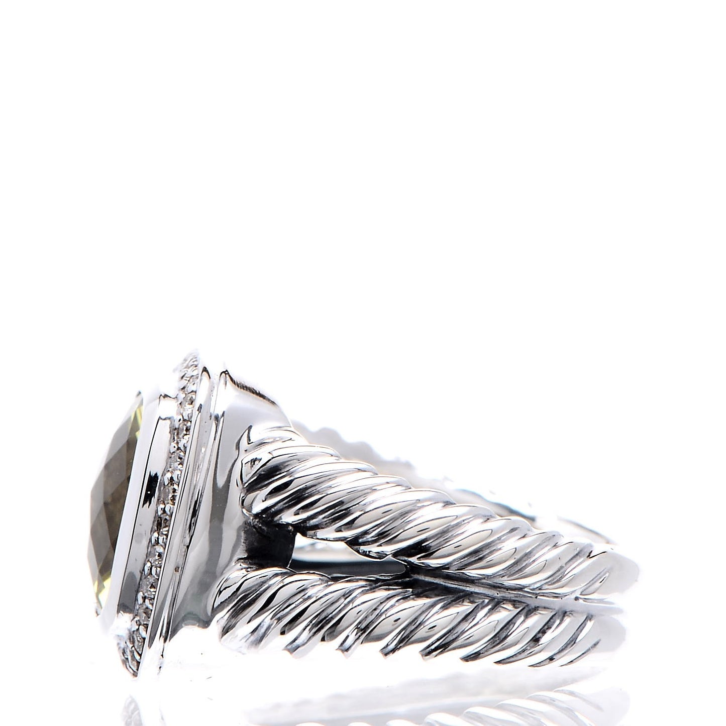 Sterling Silver Diamond Lemon Citrine 11mm Albion Ring 54 7