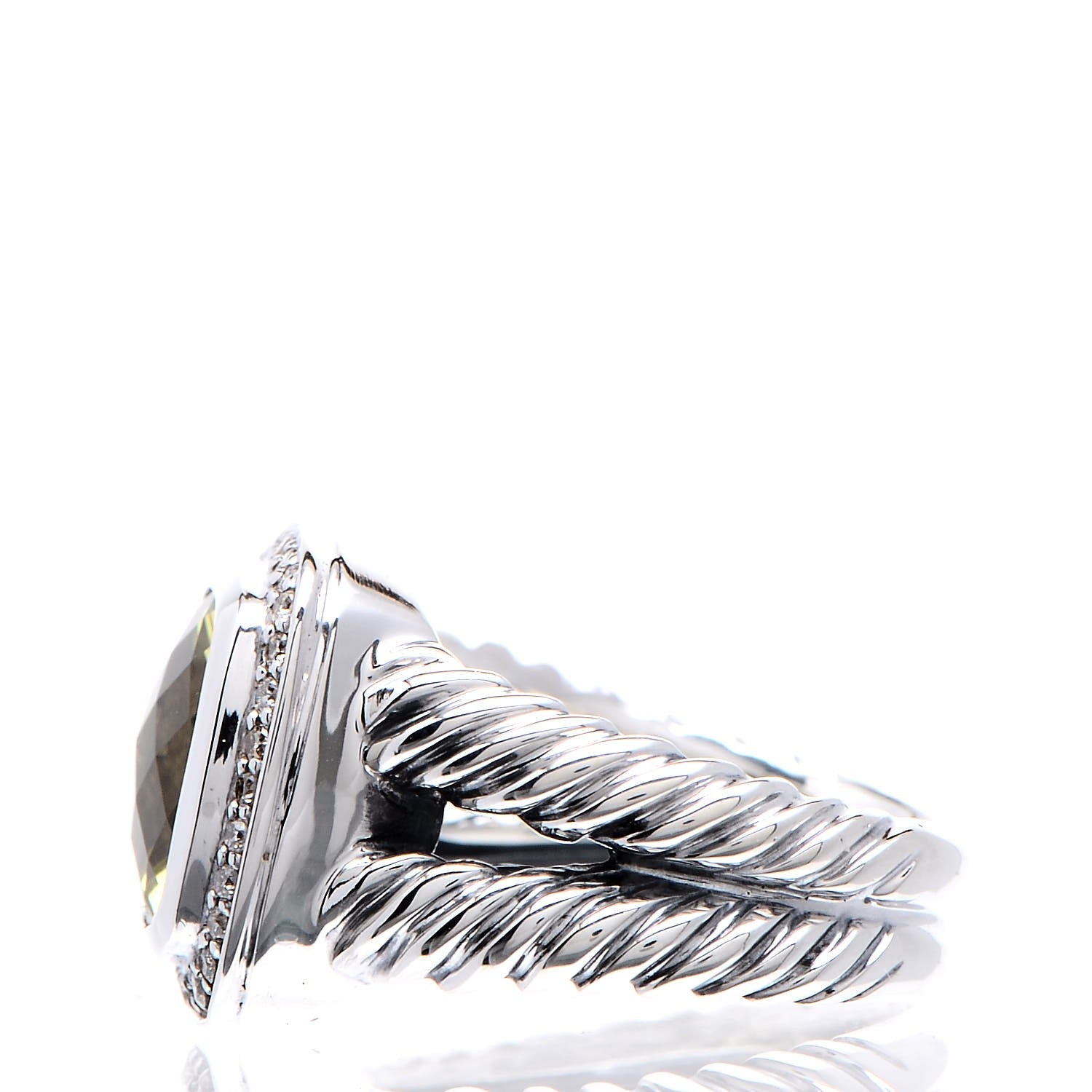 David Yurman Sterling Silver Diamond Lemon Citrine 11mm Albion Ring 54 7 4 of 6