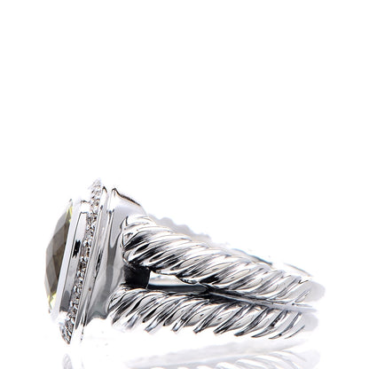 David Yurman Sterling Silver Diamond Lemon Citrine 11mm Albion Ring 54 7 4 of 6