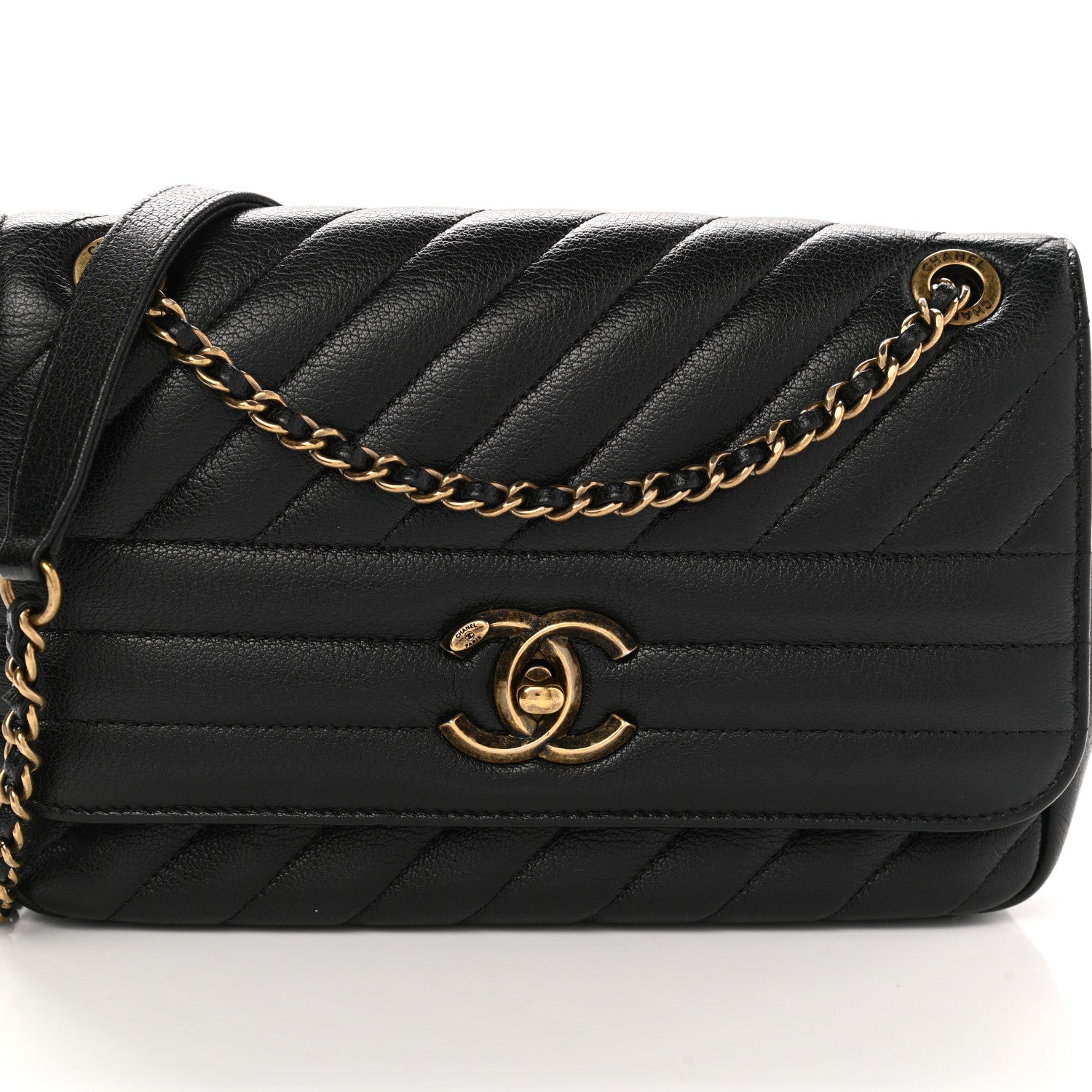 Chanel Shiny Goatskin Diagonal Quilted Small Flap Black 8 of 10