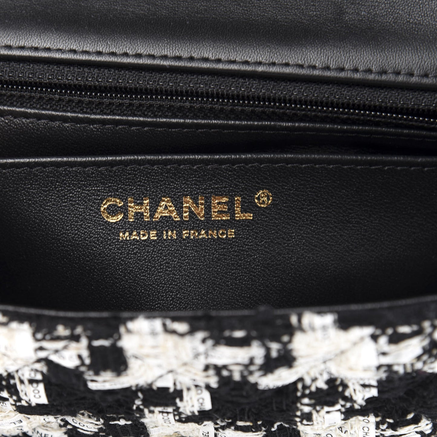 Tweed Quilted Mini Rectangular Flap Black Ecru White