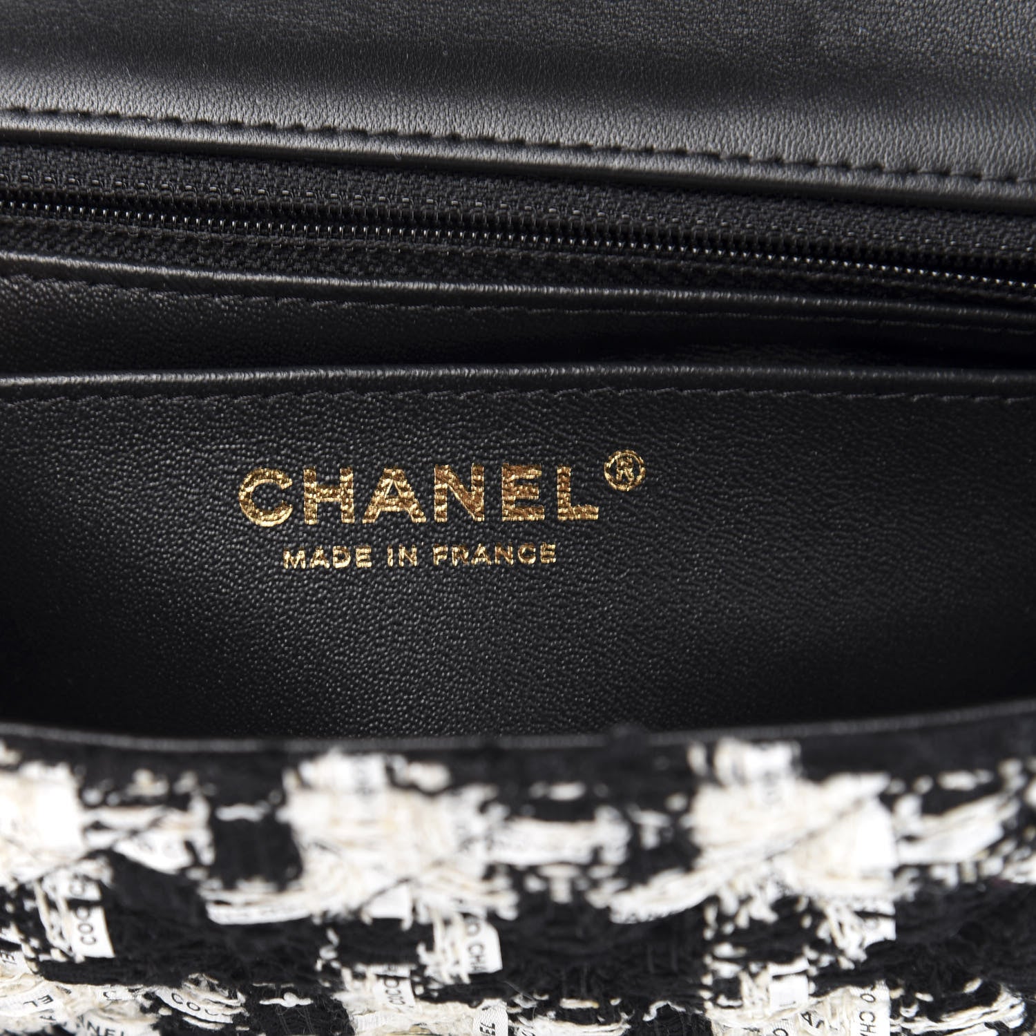 Chanel Tweed Quilted Mini Rectangular Flap Black Ecru White 5 of 10