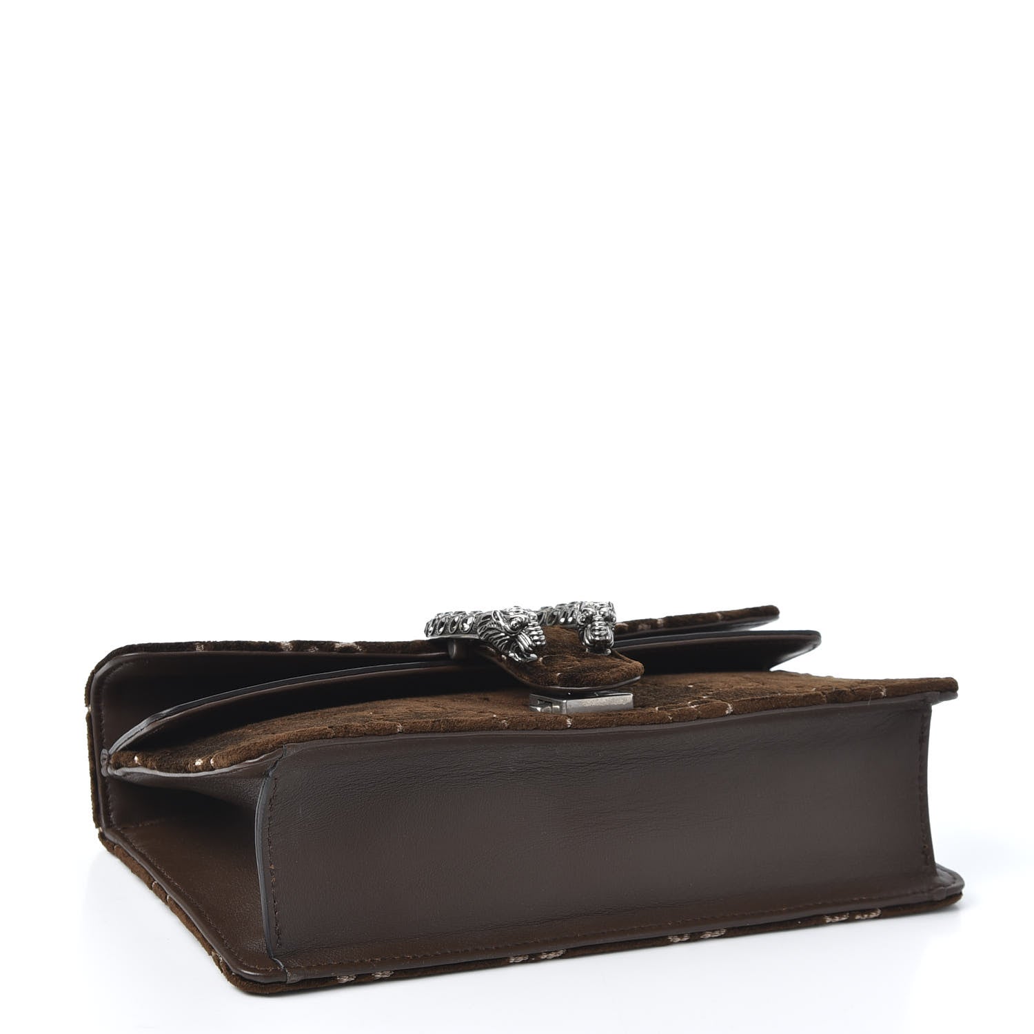 Gucci Velvet Moon Calfskin Crystal GG Monogram Small Dionysus Shoulder Bag Brown Vintage Cocoa Black Diamond 3 of 9