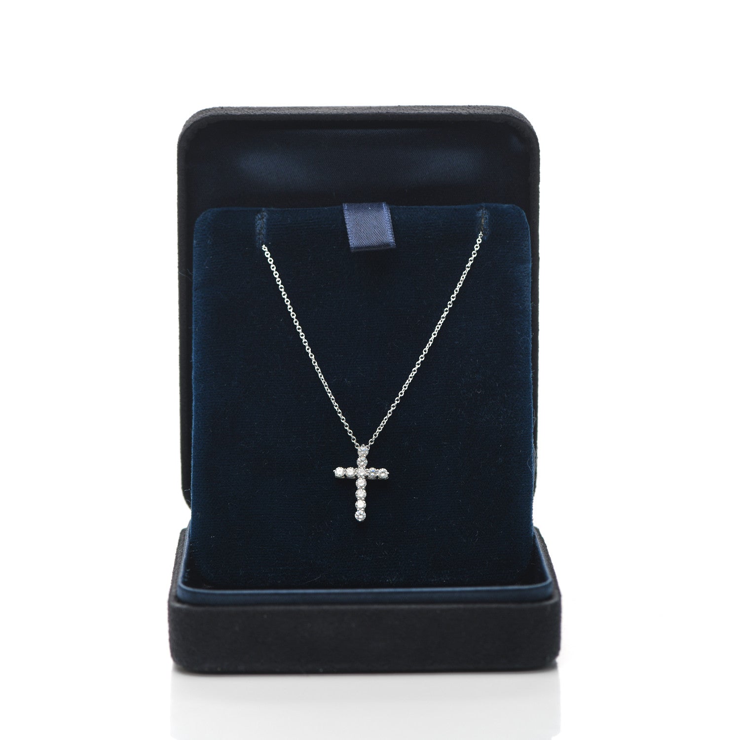 Tiffany Platinum Diamond Small Cross Pendant Necklace 5 of 5
