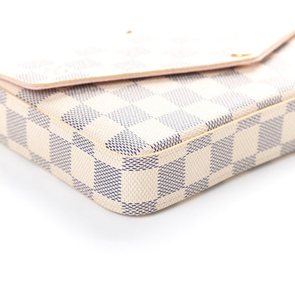 Louis Vuitton Damier Azur Pochette Felicie Chain Wallet Rose Ballerine 7 of 8