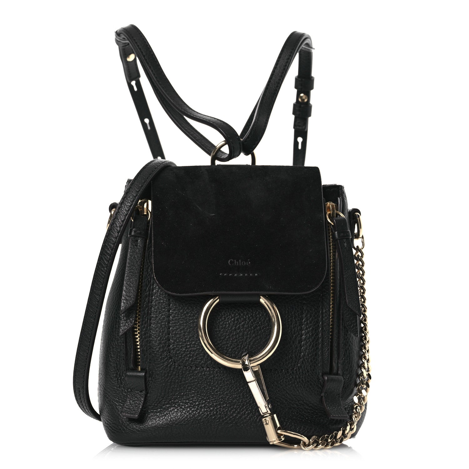 Chloe Suede Calfskin Mini Faye Backpack Black 1 of 11