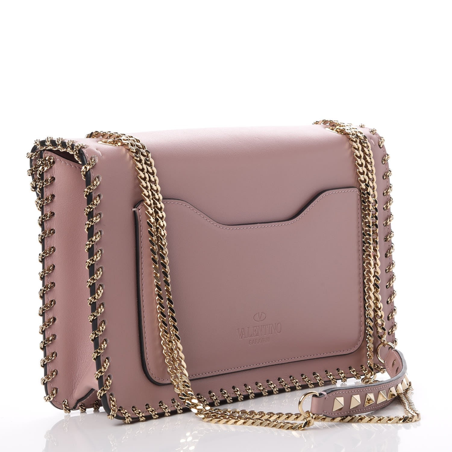 Valentino Garavani Vitello Groumette Small Rockstud Demilune Shoulder Bag Lipstick 3 of 7
