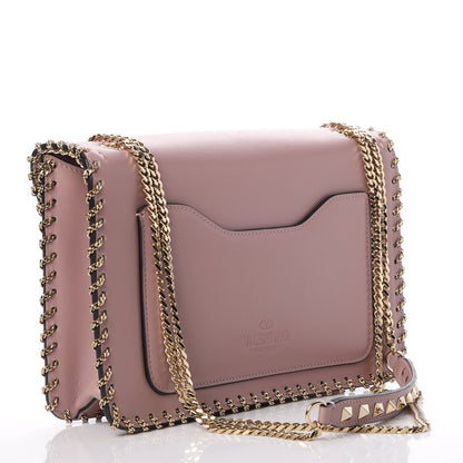 Valentino Garavani Vitello Groumette Small Rockstud Demilune Shoulder Bag Lipstick 3 of 7