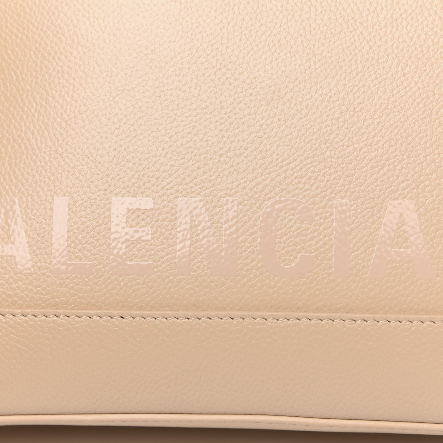 Grained Calfskin Logo S Ville Top Handle Bag Light Beige