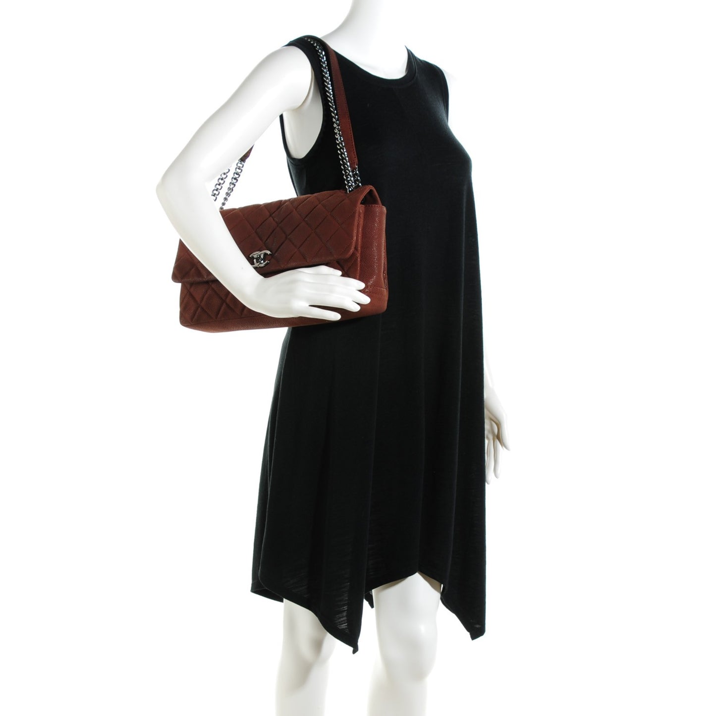 Iridescent Caviar Quilted Medium Lady Pearly Flap Brown
