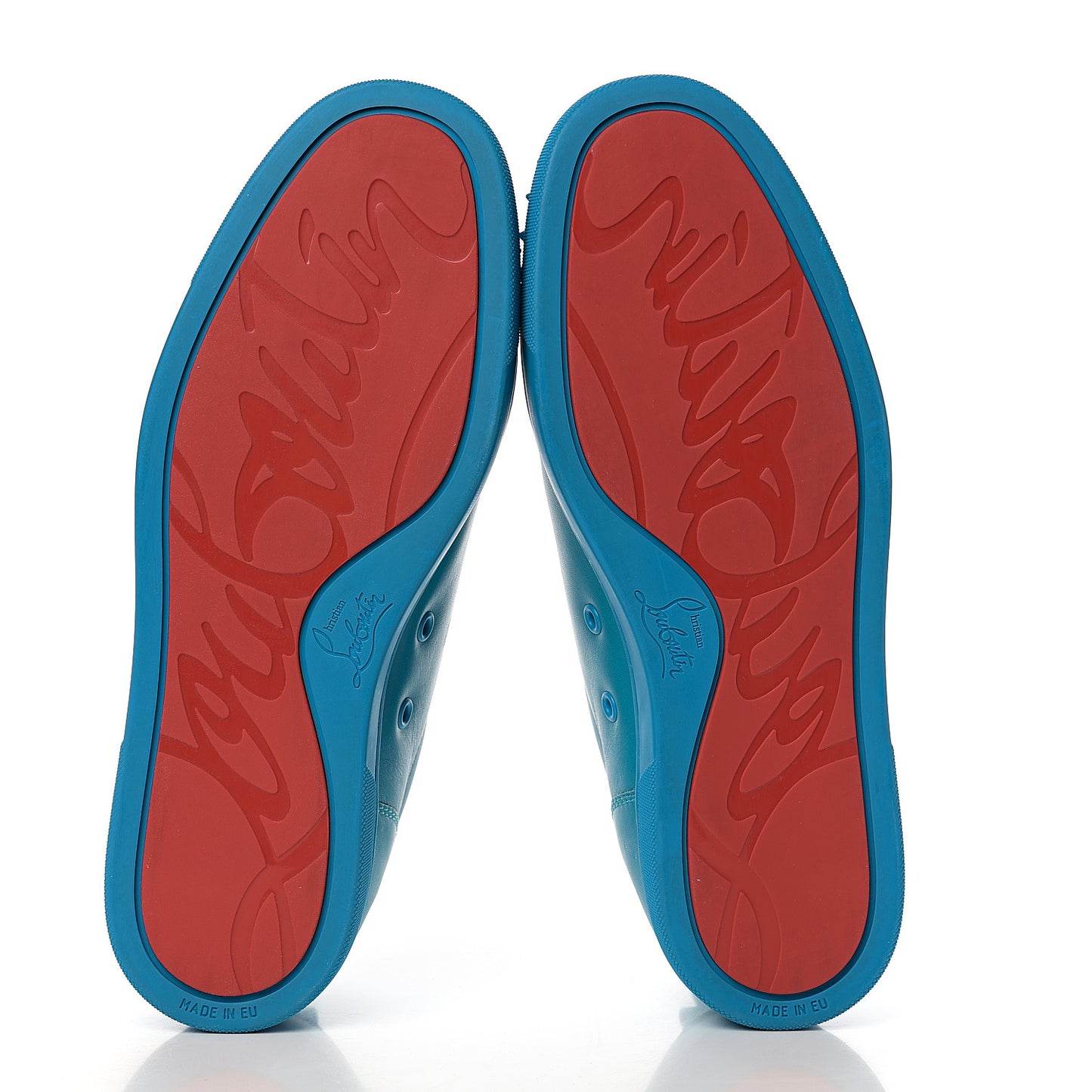 Calfskin Mens Louis Junior Spikes Flat Sneakers 41 Turquoise