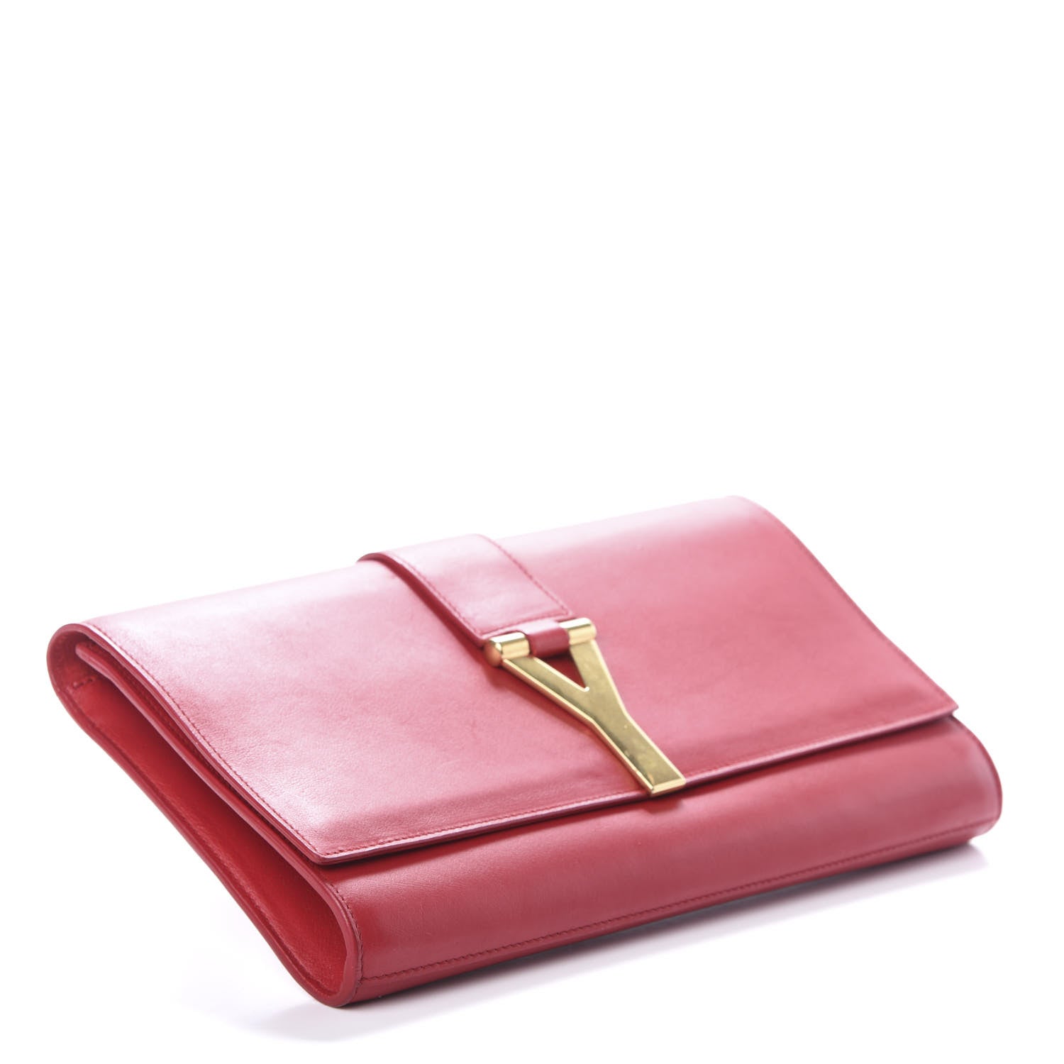 Saint Laurent Calfskin Classic Y Ligne Clutch Red 4 of 7