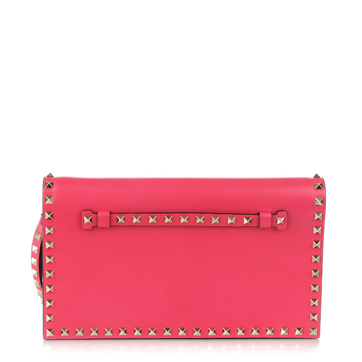 Nappa Rockstud Wristlet Clutch Deep Fuxia