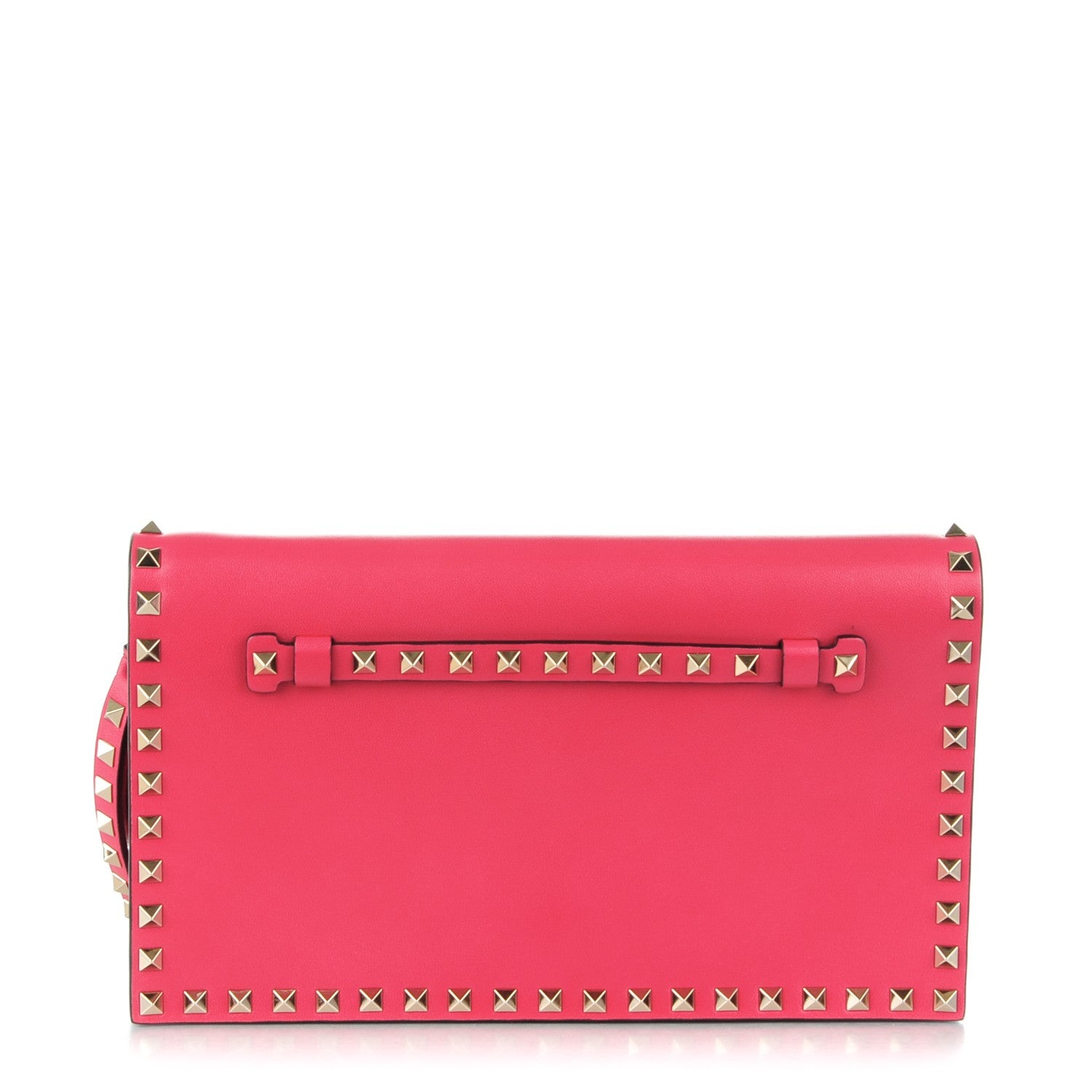 Valentino Garavani Nappa Rockstud Wristlet Clutch Deep Fuxia 1 of 7