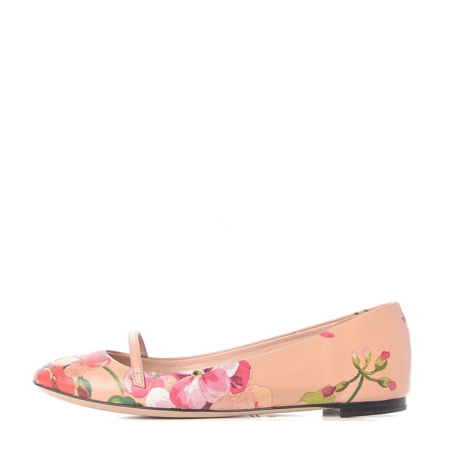 Calfskin Blooms Print Ballet Flats 35 Pink Apricot Multicolor