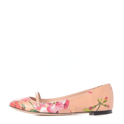 Gucci Calfskin Blooms Print Ballet Flats 35 Pink Apricot Multicolor 1 of 11