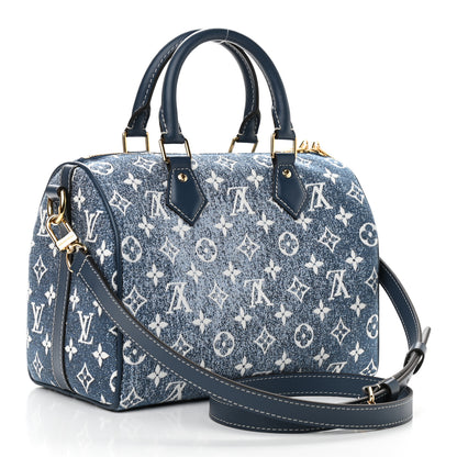 Louis Vuitton Monogram Jacquard Denim Speedy Bandouliere 25 Bleu 3 of 9