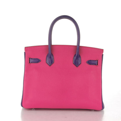 Hermes Chevre Bi-Color Horseshoe Birkin 30 Rose Shocking Iris 4 of 27