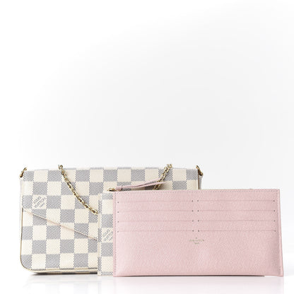 Louis Vuitton Damier Azur Pochette Felicie Chain Wallet Rose Ballerine 10 of 10