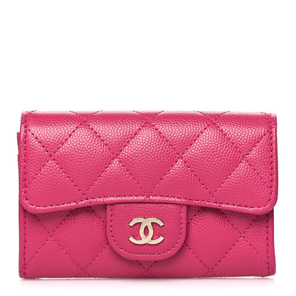 Chanel Caviar Quilted Flap Card Holder Wallet Dark Pink 1 of 9