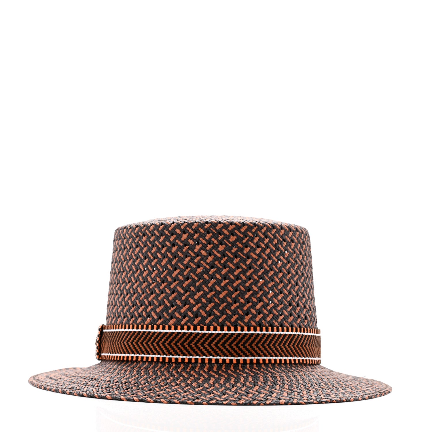 Hermes Straw Adele Panama Hat 58 Terracotta Black 3 of 9
