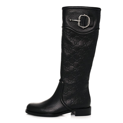 Gucci Guccissima Cellarius Soft Calfskin D Ring Boots 37 Black 1 of 9