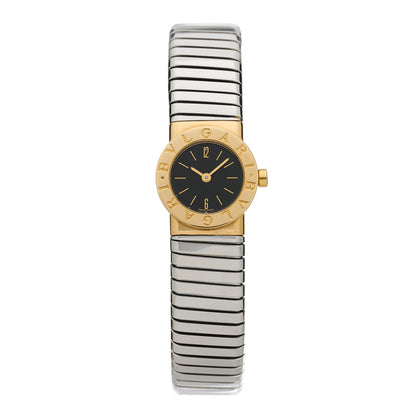 Bulgari Stainless Steel 18K Yellow Gold 19mm Tubogas Quartz Watch Black 1 of 4
