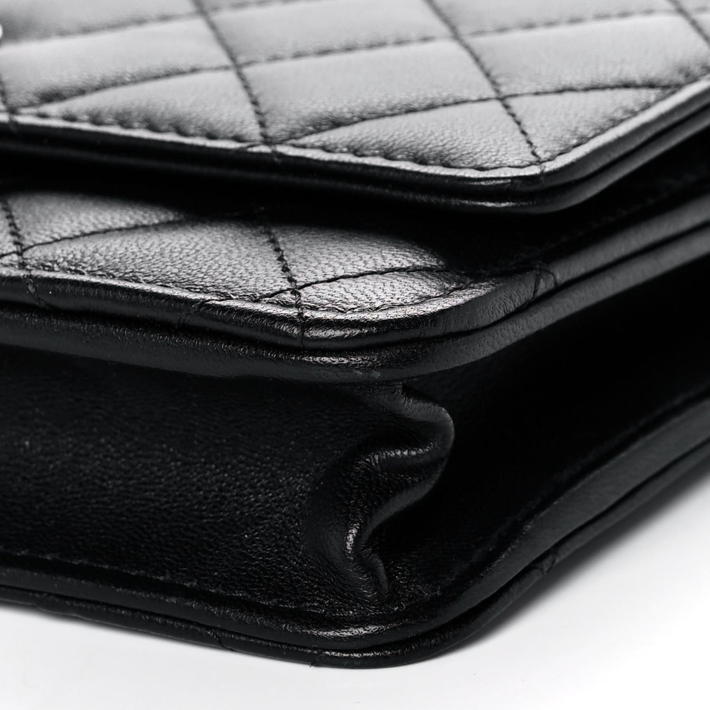 Lambskin Quilted Trendy CC Wallet On Chain WOC Black