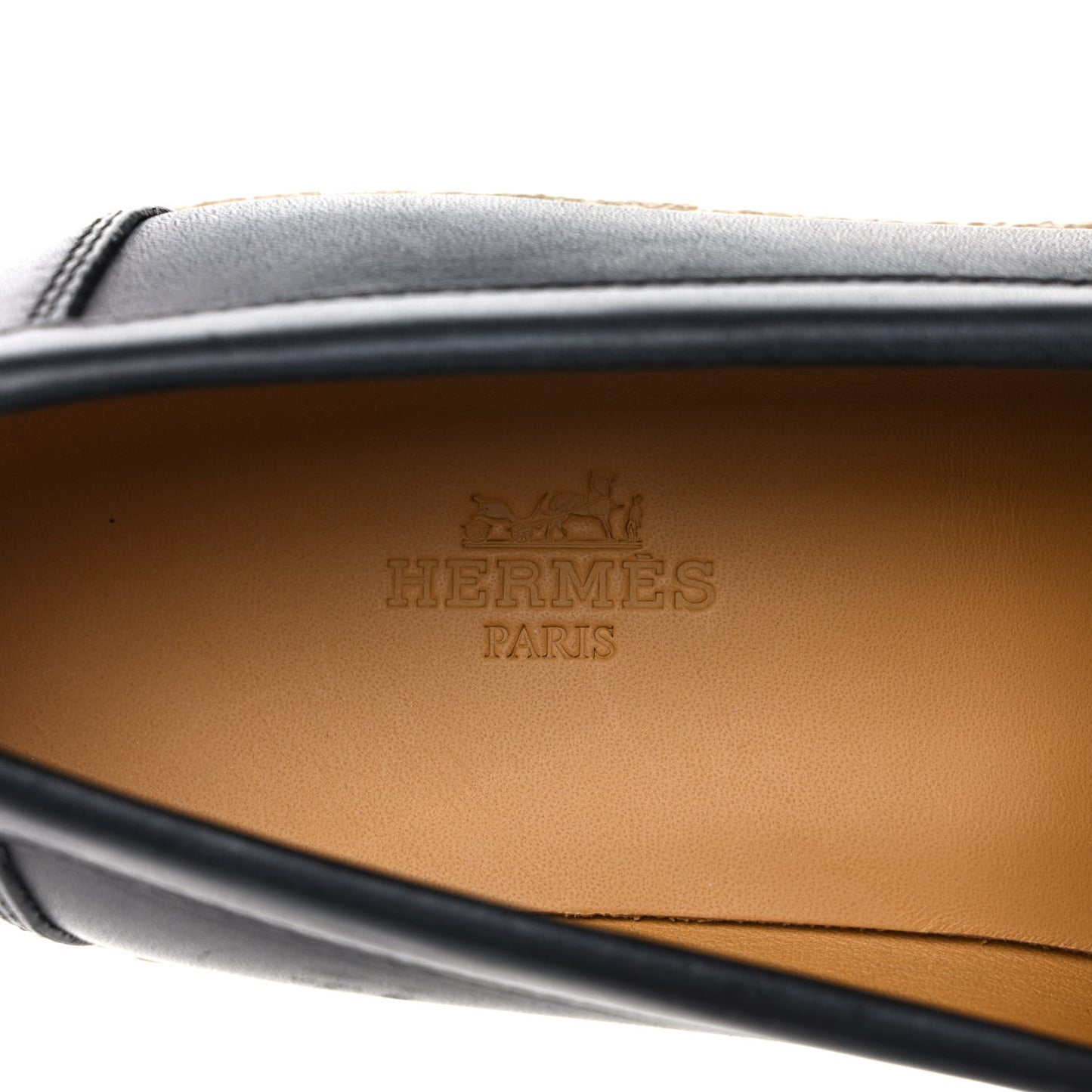 Glazed Calfskin Womens Fanny Loafers 37.5 Black