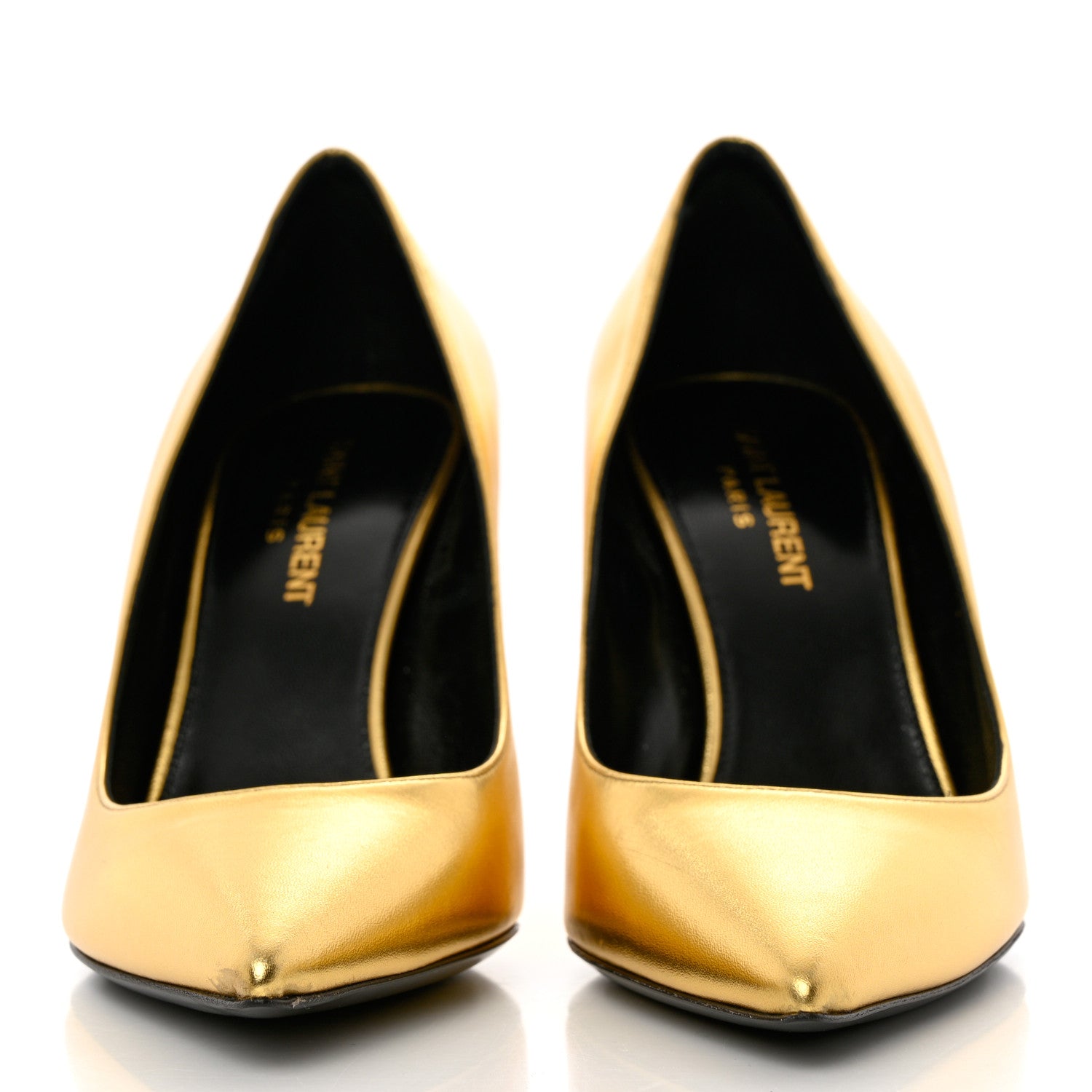 Saint Laurent Calfskin Opyum 100 Pumps 37 Gold 2 of 11