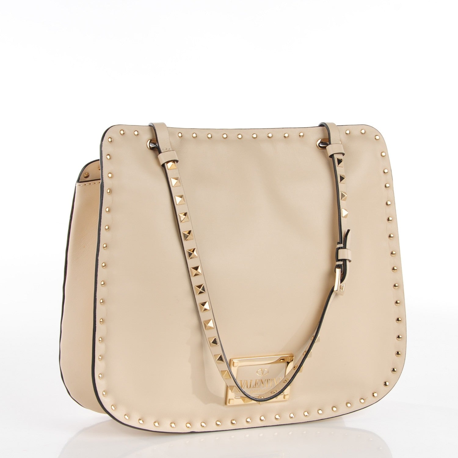 Valentino Garavani Vitello Rockstud Shoulder Satchel Ivory 3 of 8