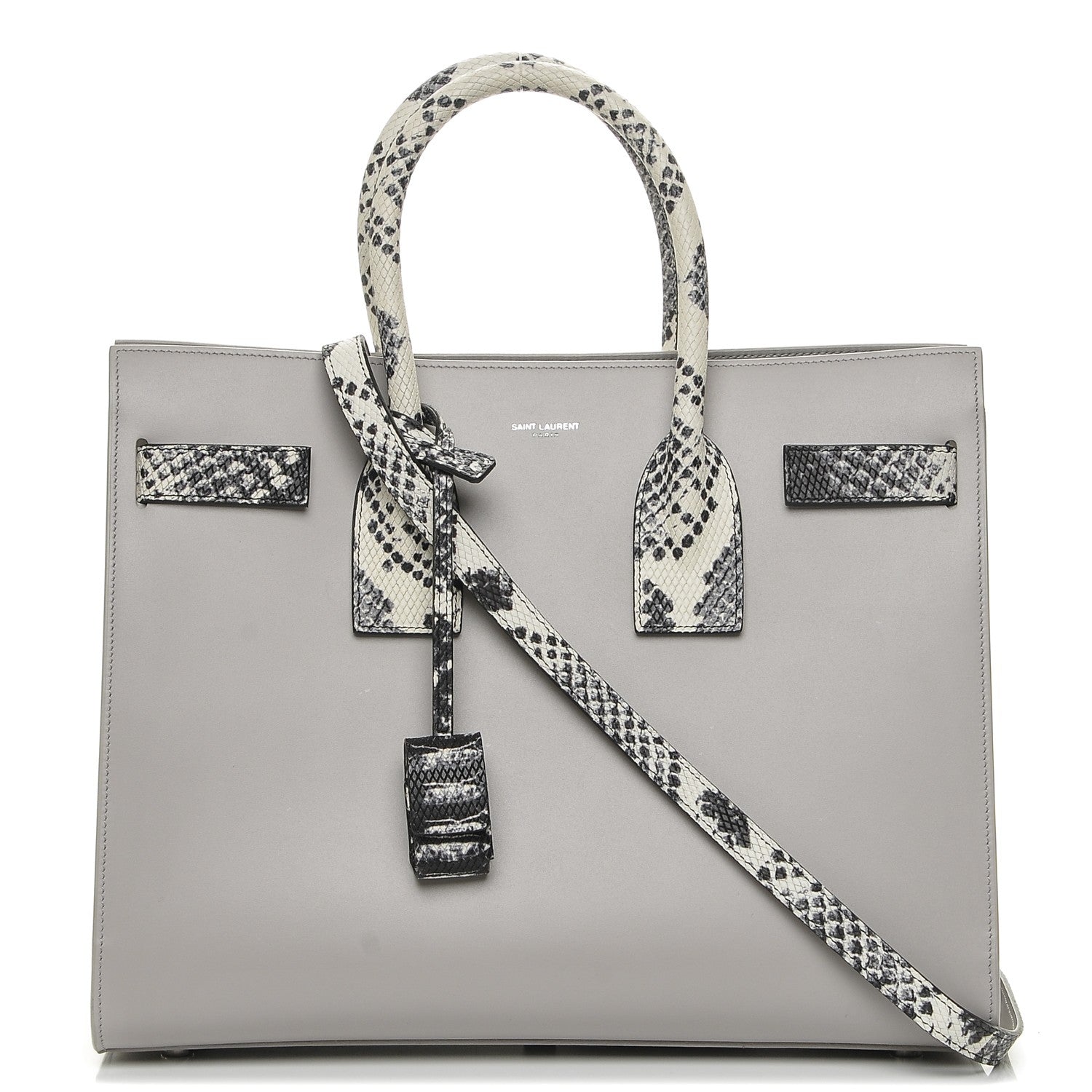 Saint Laurent Calfskin Embossed Python Small Sac De Jour Souris 1 of 7