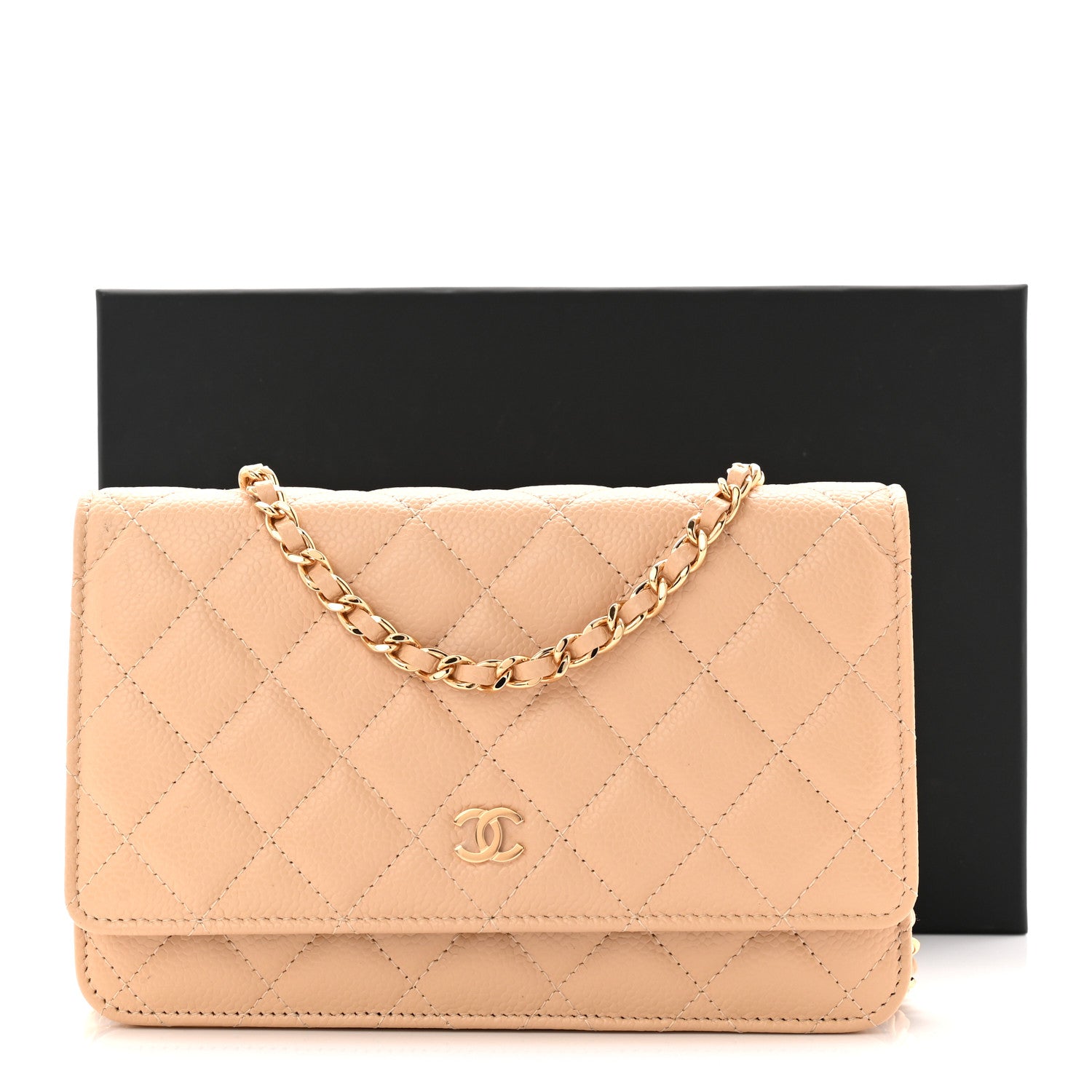 Chanel Caviar Quilted Wallet on Chain WOC Beige 12 of 12