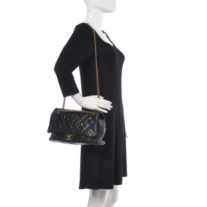Chanel Crumpled Grained Calfskin Quilted Large Shiva Flap Black 2 of 9