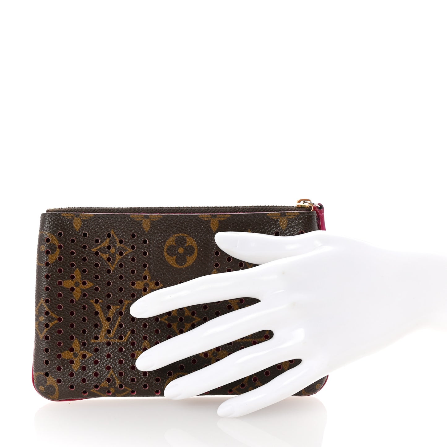 Monogram Perforated Pochette Plat Fuchsia