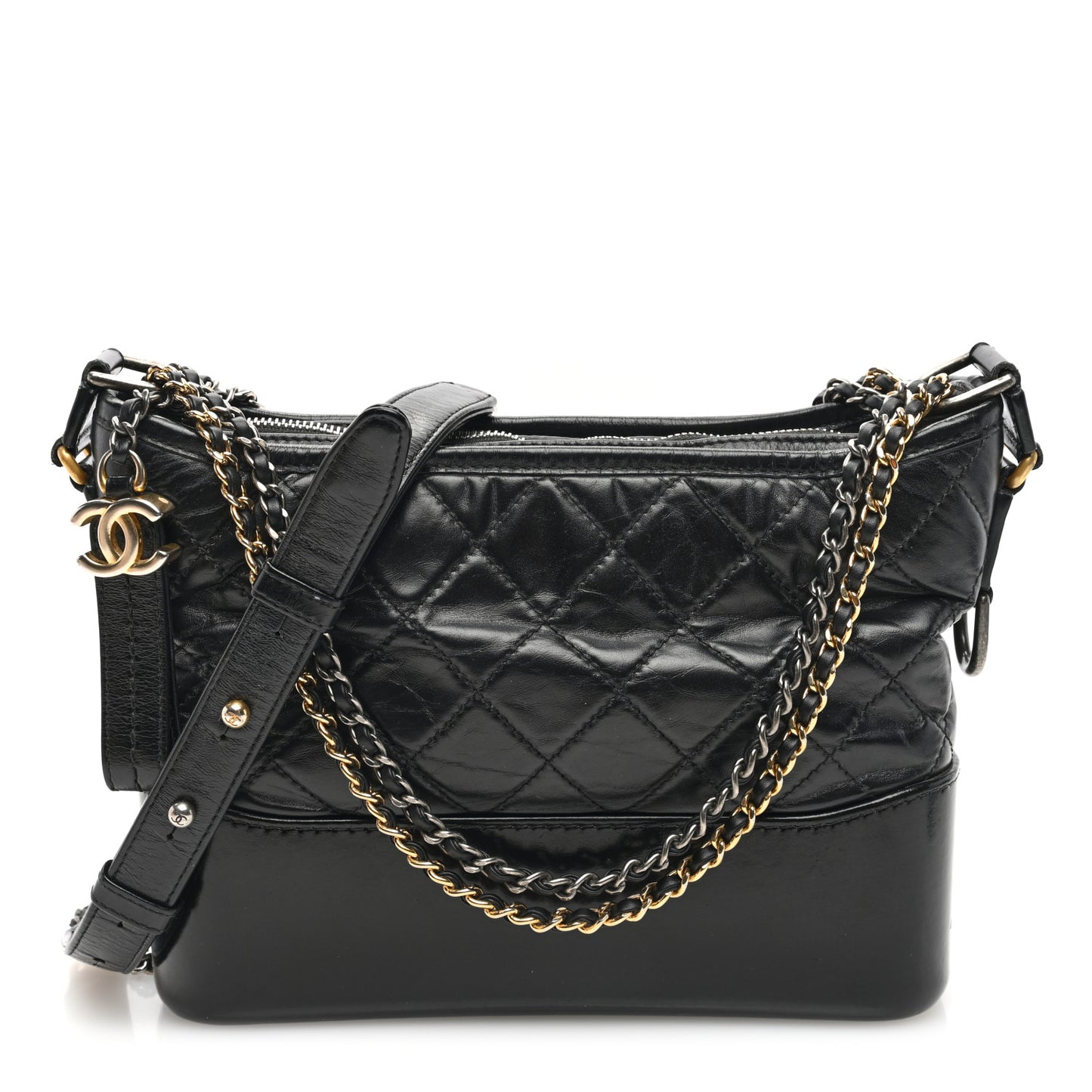 Aged Calfskin Quilted New Medium Gabrielle Hobo Black