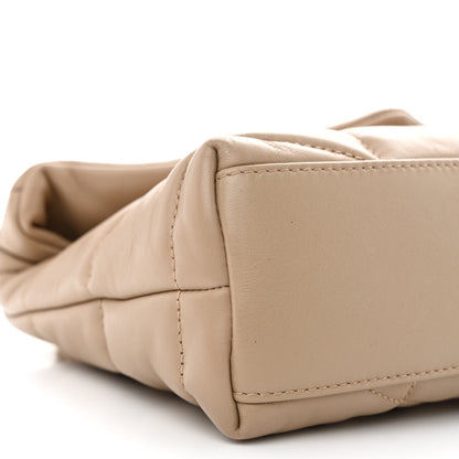 Saint Laurent Lambskin Quilted Toy Loulou Puffer Monogram Chain Satchel Dark Beige 9 of 10