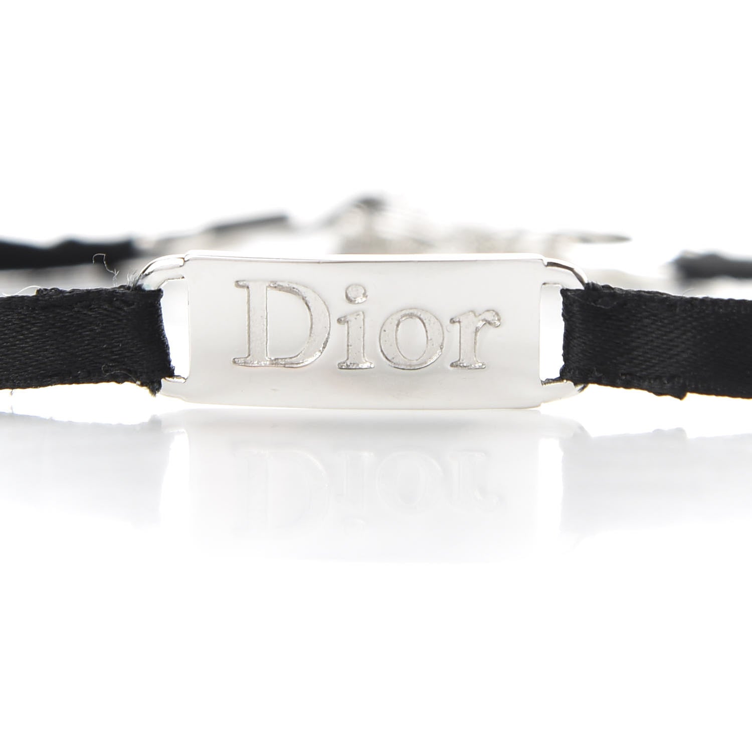Christian Dior Grosgrain Ribbon Dior Logo Choker Necklace Black 3 of 5