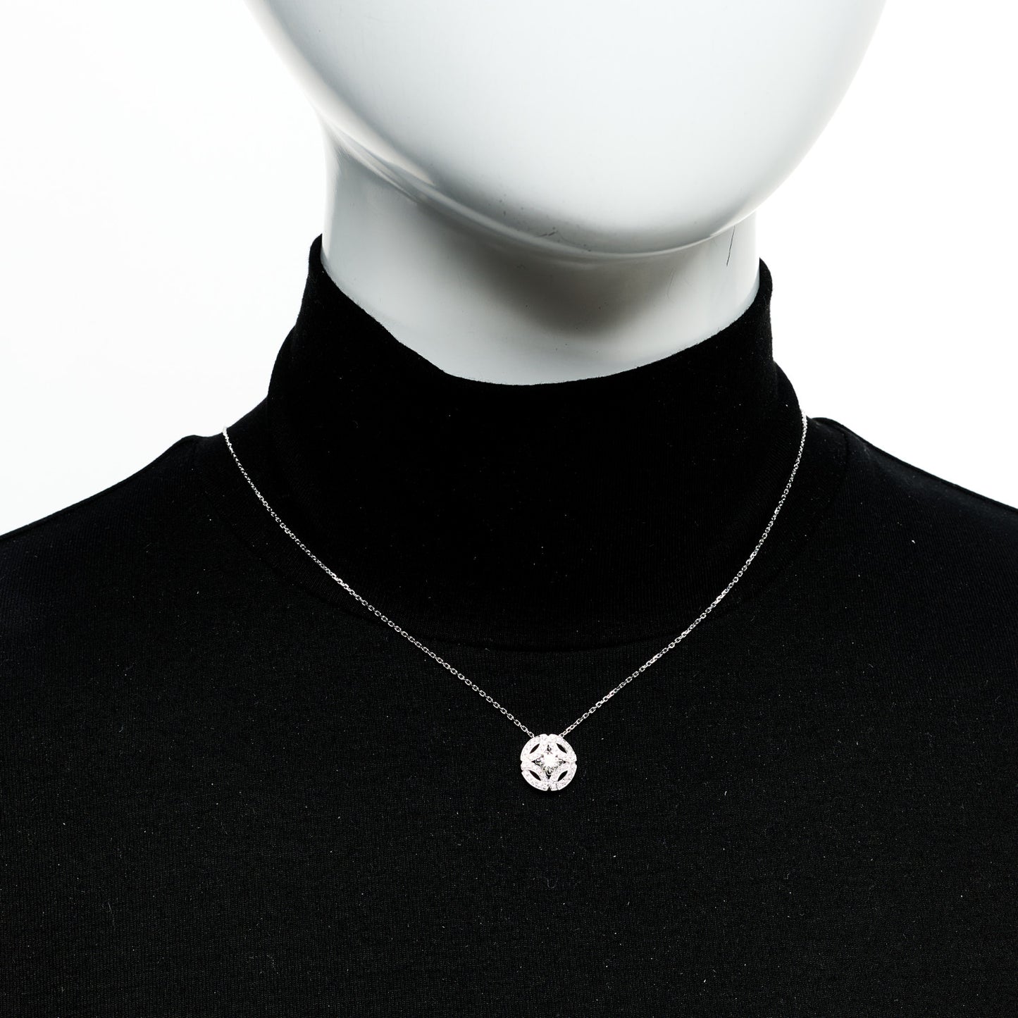 18K White Gold Diamond .30ct Galanterie de Cartier Paved Pendant Necklace
