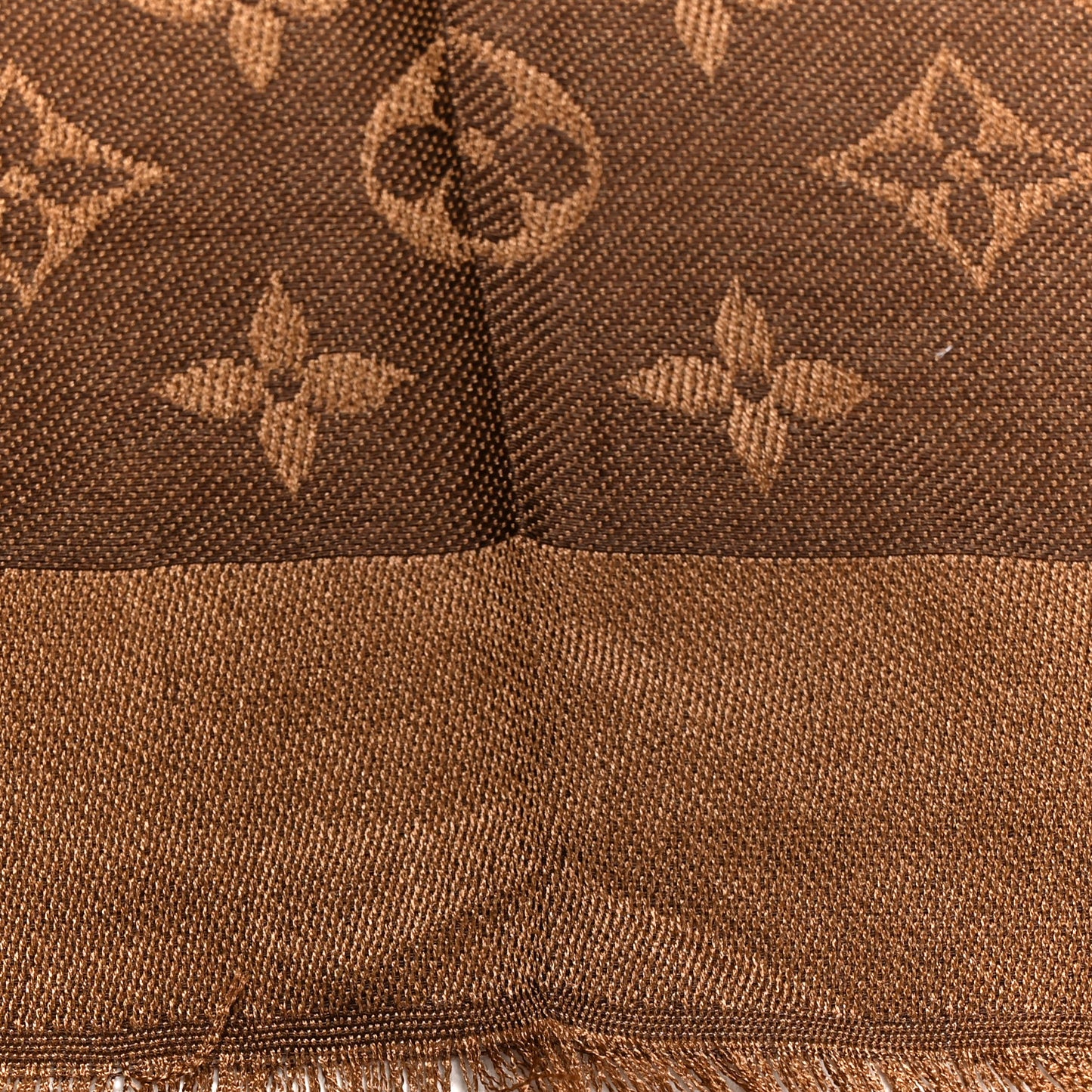 Wool Silk Monogram Denim Shawl Brown