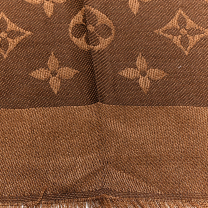 Louis Vuitton Wool Silk Monogram Denim Shawl Brown 4 of 5