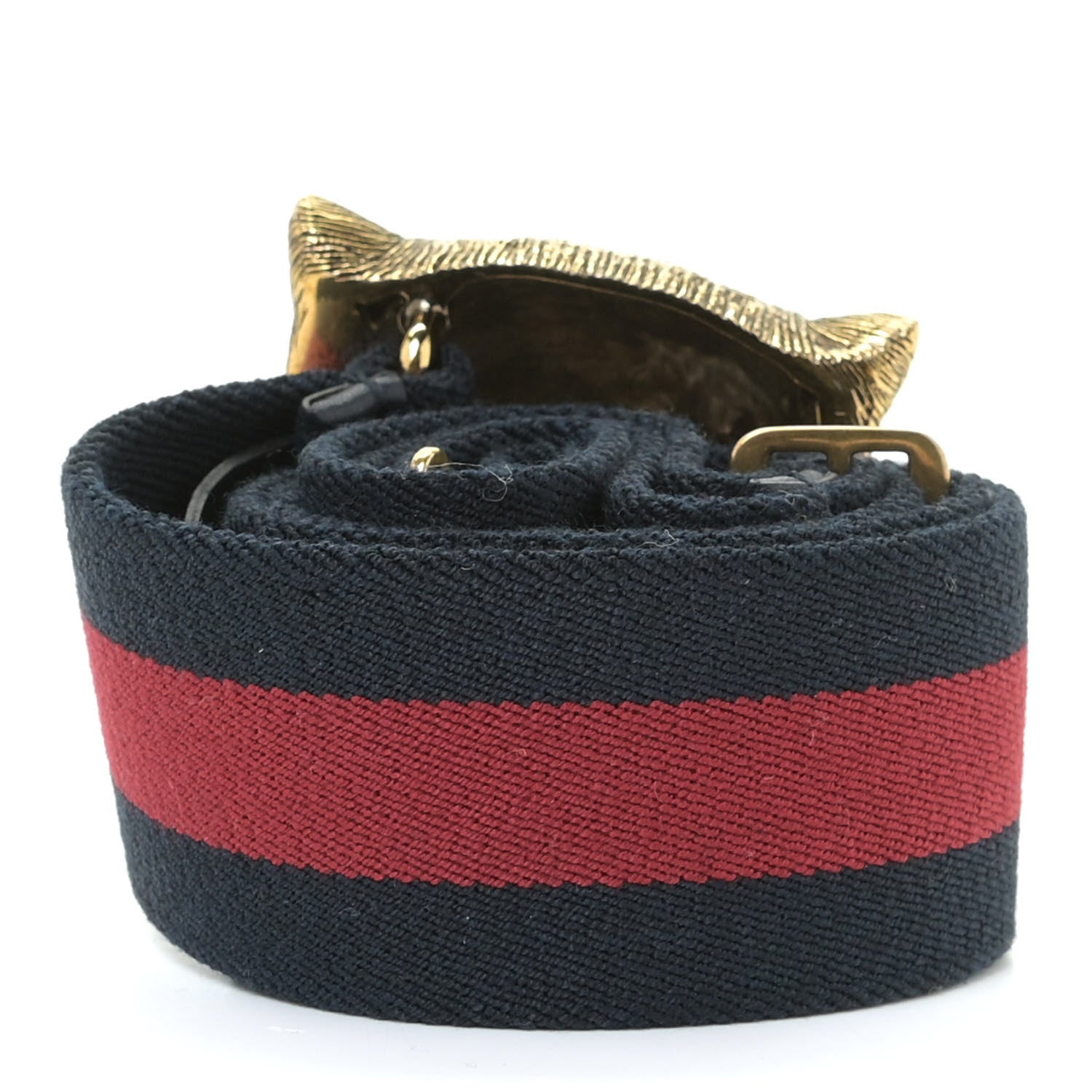 Gucci Web Feline Buckle Belt 75 60 Green Red 2 of 8