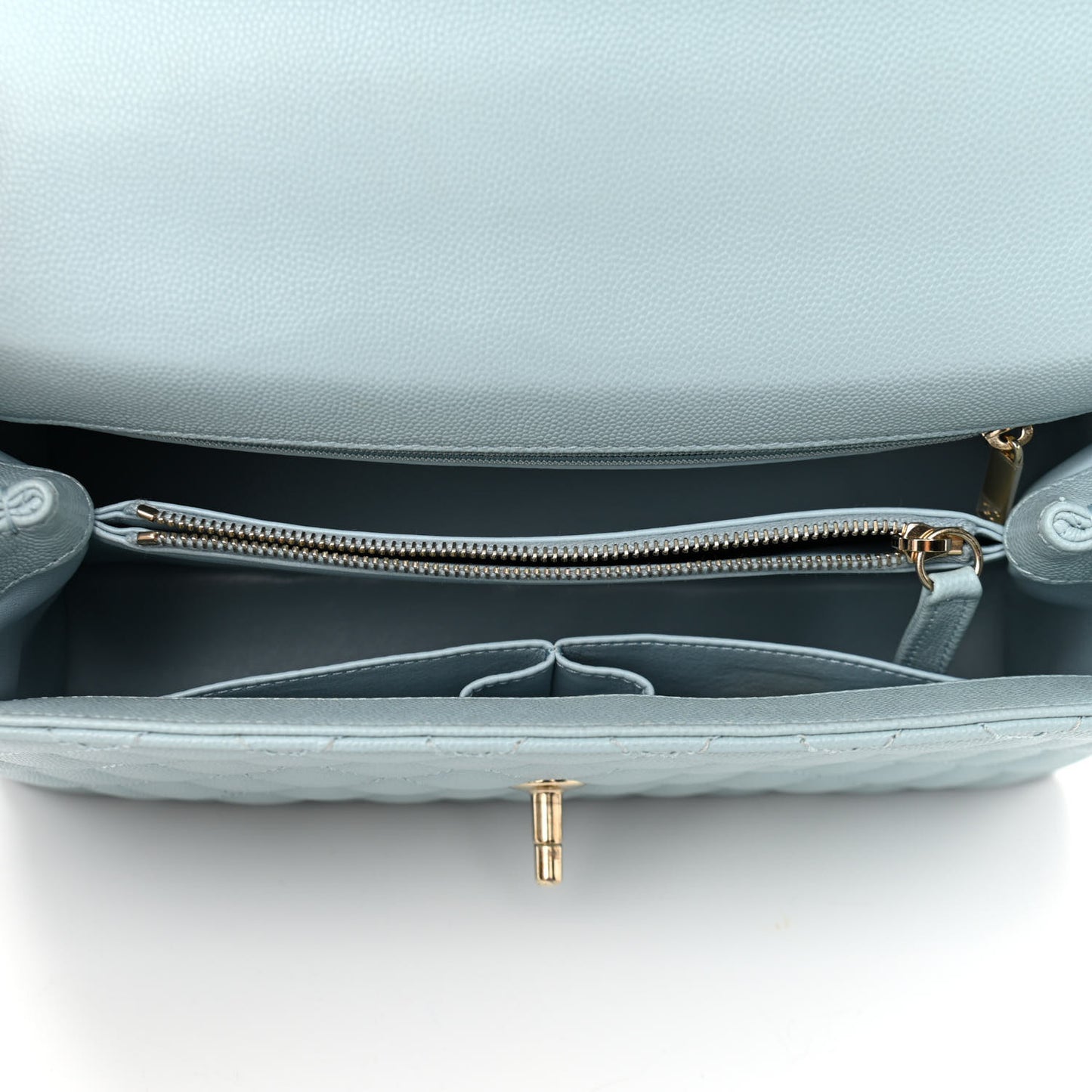 Caviar Quilted Small Coco Handle Flap Light Blue