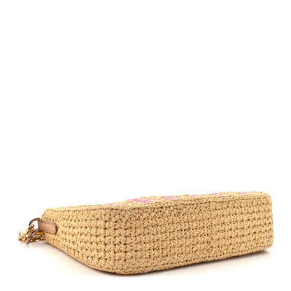 Prada Yarn Raffia Effect Crochet Striped Re-Edition 2005 Shoulder Bag Naturale Petalo 4 of 12