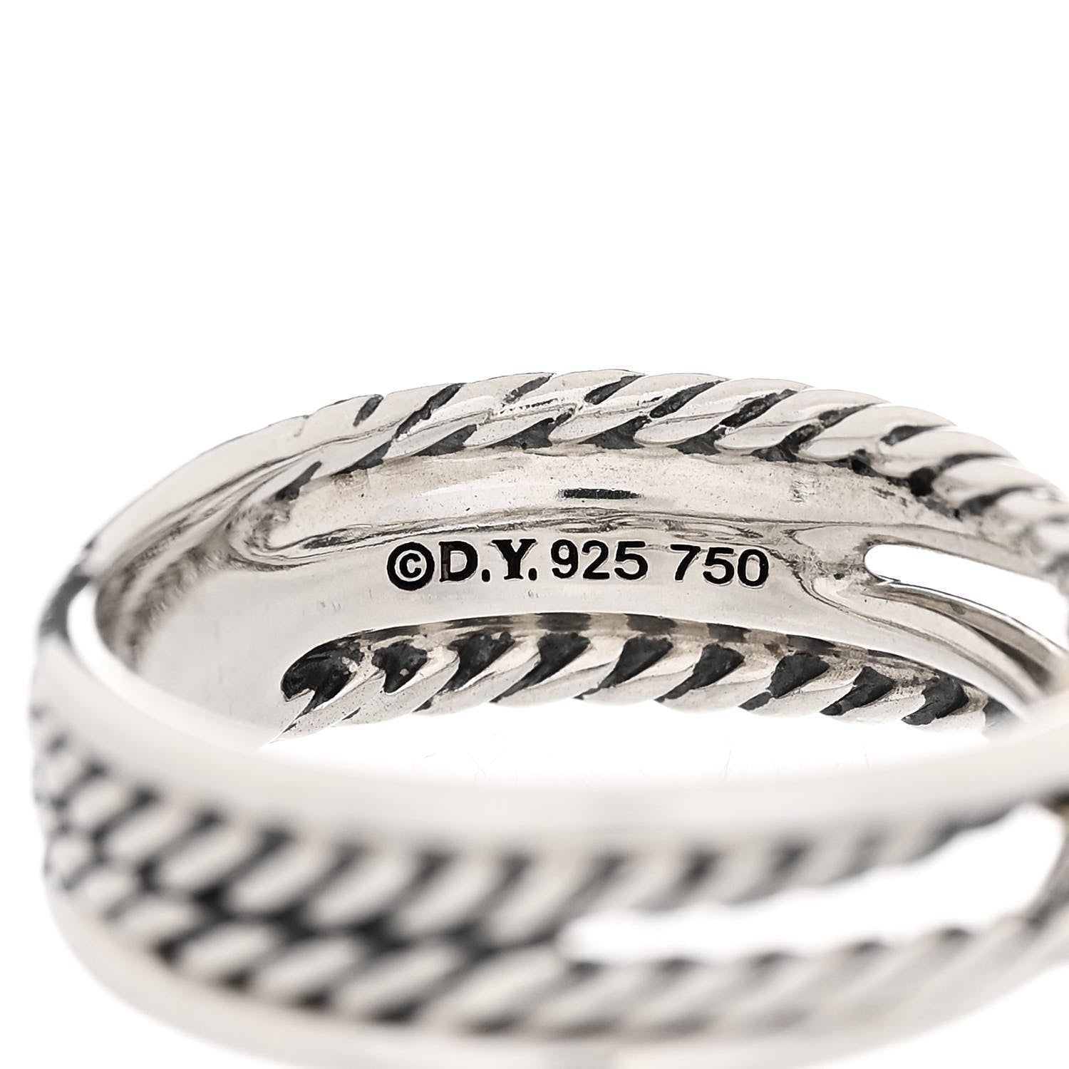 David Yurman Sterling Silver 18K Yellow Gold 6mm X Crossover Ring 51 5.75 4 of 5